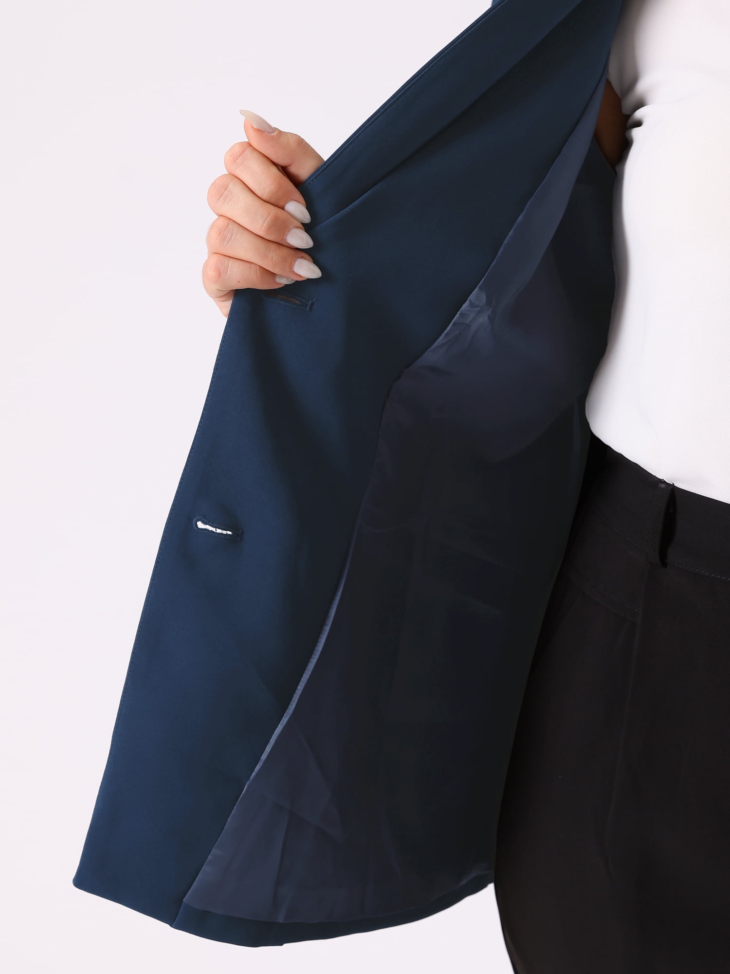 DARING DIVA Women's Plus Business Suit Blazer Button Work Blazer Jacket 1X Navy Blue