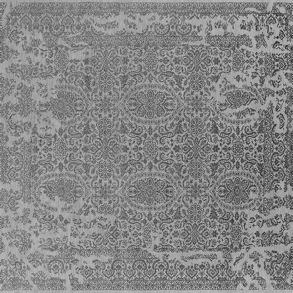 Ahgly Company Indoor Square Oriental Gray Industrial Area Rugs, 8' Square