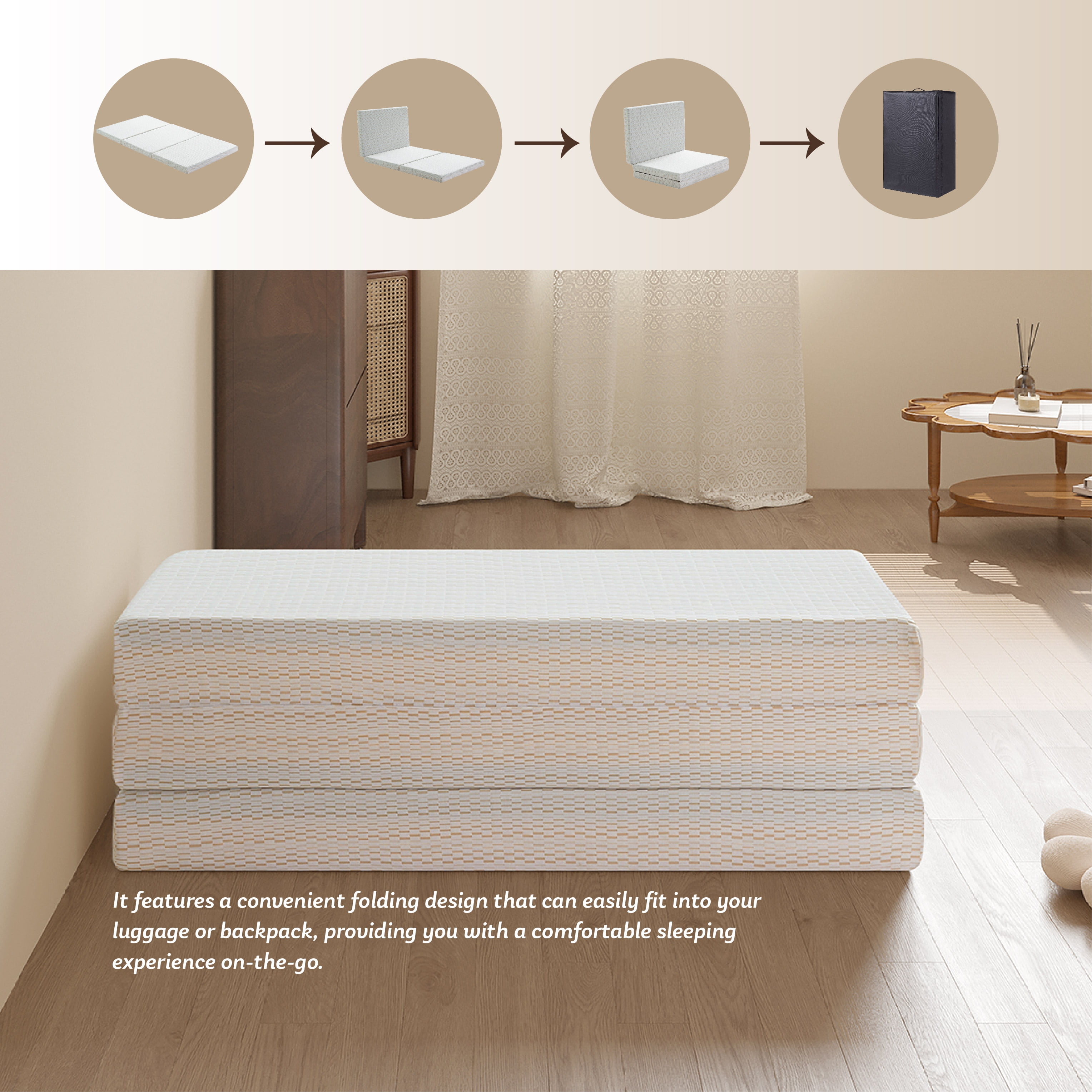 EGOHOME 4 inch Tri-Folding Memory Foam Twin Mattress, Portable Guest Bed in a Box