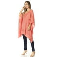 thumbnail image 3 of Sakkas Regina Women's Lightweight Stonewashed Poncho Top Blouse Caftan Cover up - A-Salmon - One Size, 3 of 5