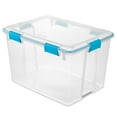 thumbnail image 1 of Sterilite 80-Qt Clear Plastic Stackable Storage Bin w/ Gasket Latch Lid, 16 Pack, 1 of 12
