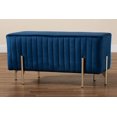 thumbnail image 4 of Baxton Studio Helaine Fabric Bench Ottoman, 17-11/16"H x 35-3/8"W x 15-11/16"D, Navy Blue/Gold, 4 of 7