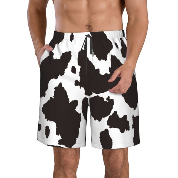Fotbe Cow Skin 2 Trajes de Baño Estampados para Hombre, Shorts de Verano de Secado Rápido, Ropa de Playa, Bañadores-Medium