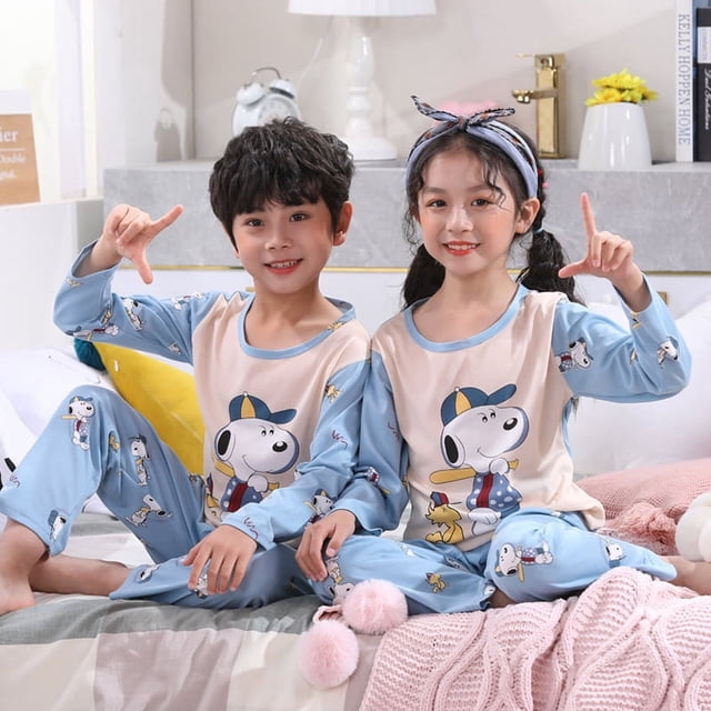 Pijamas para niños, conjunto de ropa para el hogar de manga larga para niñas de estilo coreano, ropa fina para aire acondicionado para bebés, ropa para niños de primavera y otoño
