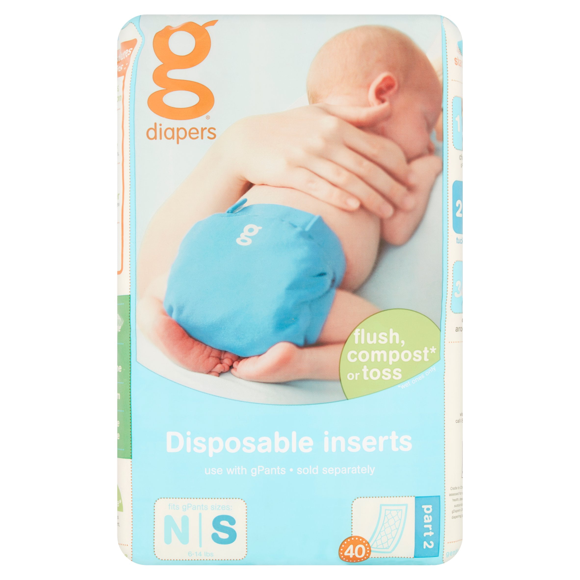 gDiapers Disposable Inserts N l S 6-14 lbs, 40 count