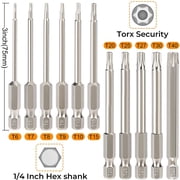 Security Torx Screwdriver Bit Set,T6-T40 Torx Bit Set 1/4 inch Ratcheting Magnetic Screwdriver Handle,4 Long
