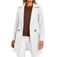 thumbnail image 3 of ClodeEU Women's Wool Blend Coat,Notched Collar Double Breasted Mide Long Trench Coat Outwear White,Womens Plus XXL, 3 of 8