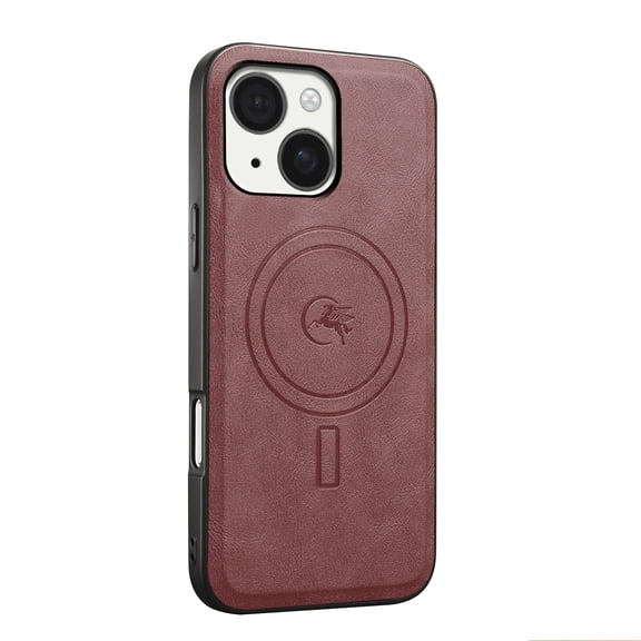 Magnetic Case for iPhone 13 Business Classic PU Leather Slim Soft Bumper Anti-Fingerprint Shockproof Protective Compatible with Magsafe Phone Cover For iPhone 13,Winered