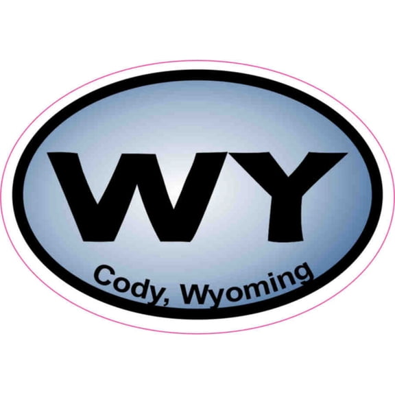 3in x 2in Blue Oval Cody Wyoming Sticker Vinyl State Car Bumper Stickers