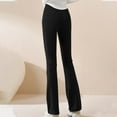 thumbnail image 2 of Guluxicc Womens Flare Pants Casual High Rise Tummy Control Yoga Pants Solid Bell Bottom Leggings, Black, 3XL, 2 of 4