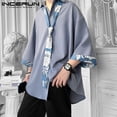 thumbnail image 4 of INCERUN, camisas de verano y otoño para hombre, camisetas de retazos a la moda, camisetas de manga tres cuartos con solapa, ropa de calle de talla grande S-5XL para hombre, 4 of 5