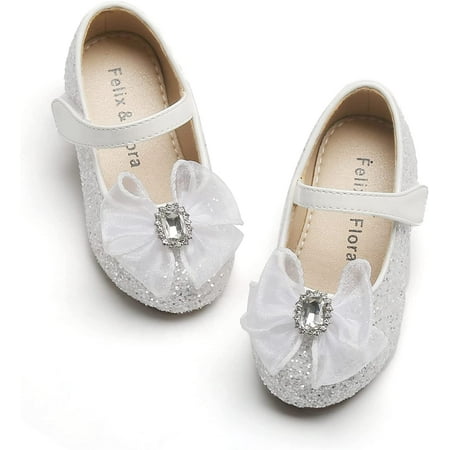 

QWZNDZGR Toddler Little Girl Dress Shoes - Girl Mary Jane Flats Party School Wedding