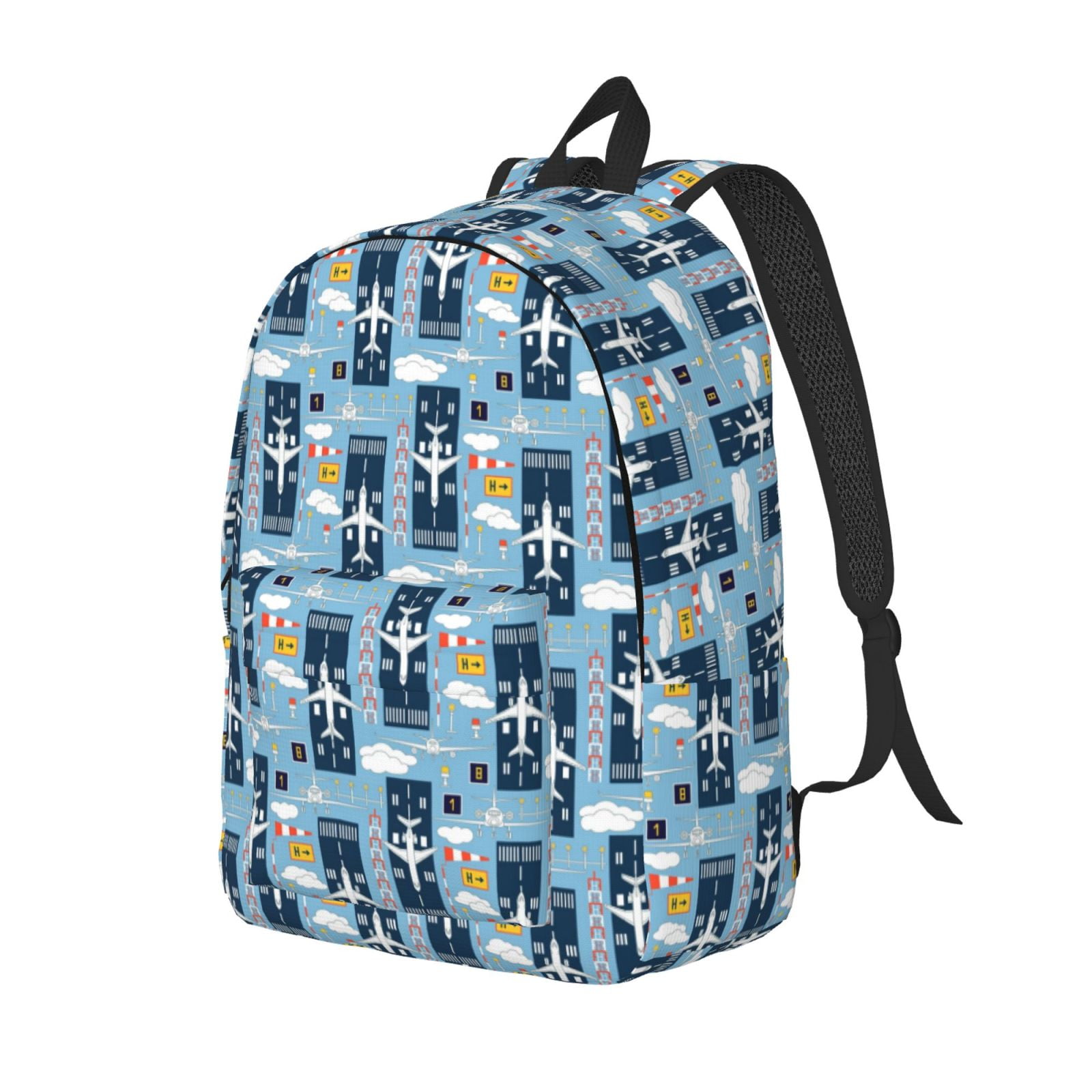 Kuqiui Airplanes and Aviation Signs Print Canvas Travel Laptop Backpack for Men Women,Business Work Rucksack College School Computer Bag Fits 15.6 Inch Notebook