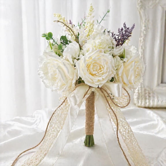 Wedding Bouquets for Bride Bridesmaid Fake Flowers Toss Bouquet Artificial Roses Flowers for Wedding Decoration