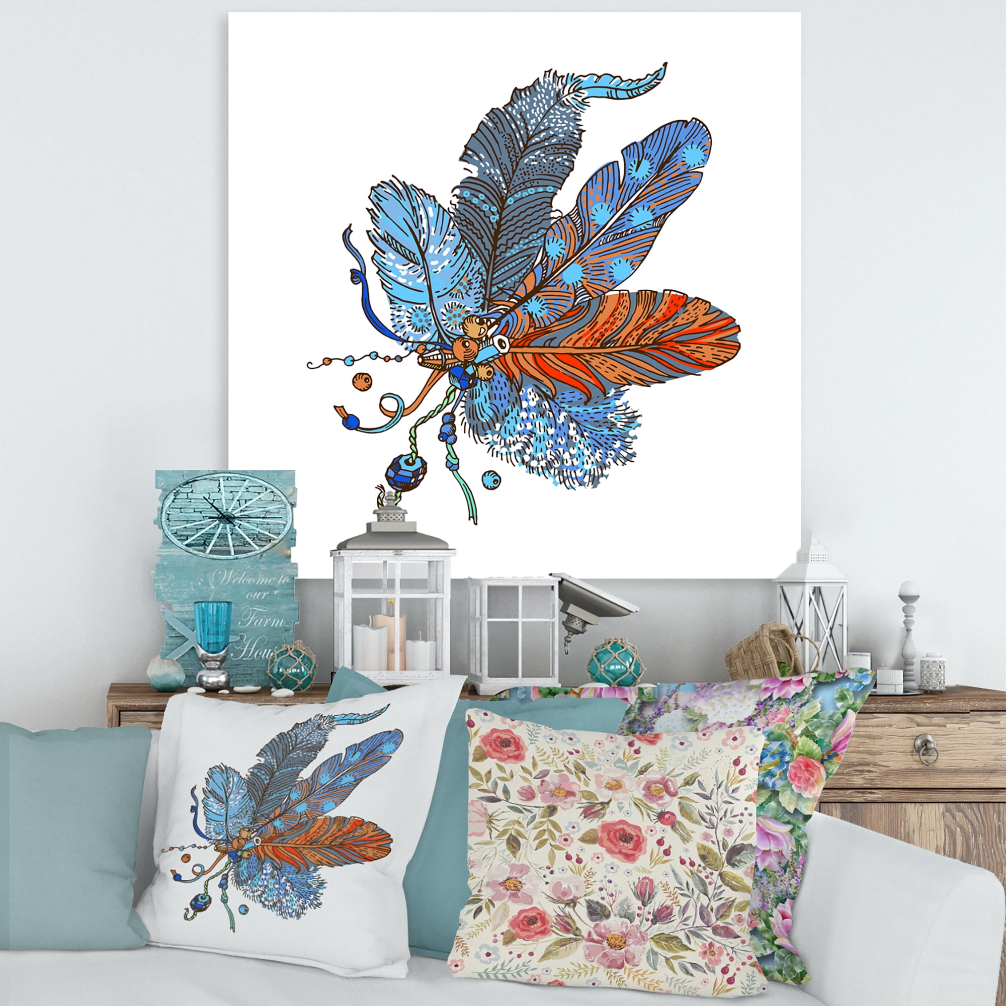 Designart ' Ethnic Boho Art Design ' Bohemian & Eclectic Canvas Wall Art Print