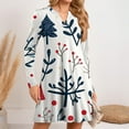thumbnail image 5 of WTOBBY Women's Holiday Printed Dress Loose V-Neck Long Sleeve Casual Christmas Party Wear with Festive Theme Pattern for Seasonal Occasions,White L, 5 of 6