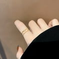 thumbnail image 3 of Korean Version Of Geometric Metal Double-layer Ring Female Inlaid Zircon Personality Niche Design Ring, 3 of 5