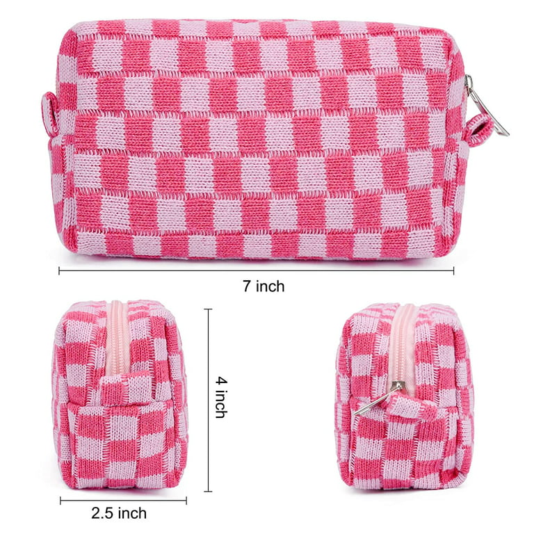Plaid Makeup Bag Checkered Cosmetic Bag Small Makeup Pouch Portable Travel Cosmetic  Bag Make up Brush Storage Bag with Zipper for Women Girls (Blue) :  : Beauty & Personal Care