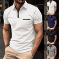 thumbnail image 4 of Mens Zip Neck Shirt Short Sleeve Regular Work Casual Slim Fit Tee Tops Formal, 4 of 10
