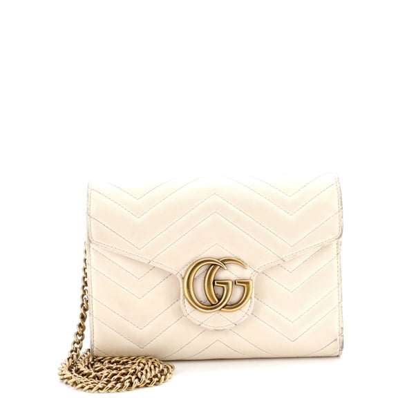 Pre-Owned GG Marmont Chain Wallet Matelasse Leather Mini By Rebag