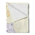 thumbnail image 2 of Birthday Soft Flannel Fleece Throw Blanket, Happy Cat and Bird Meadow Flowers Bouquet Corsage Positive, Cozy Plush for Indoor and Outdoor Use, 60" x 80", Pale Yellow Lilac Orange, by Ambesonne, 2 of 5