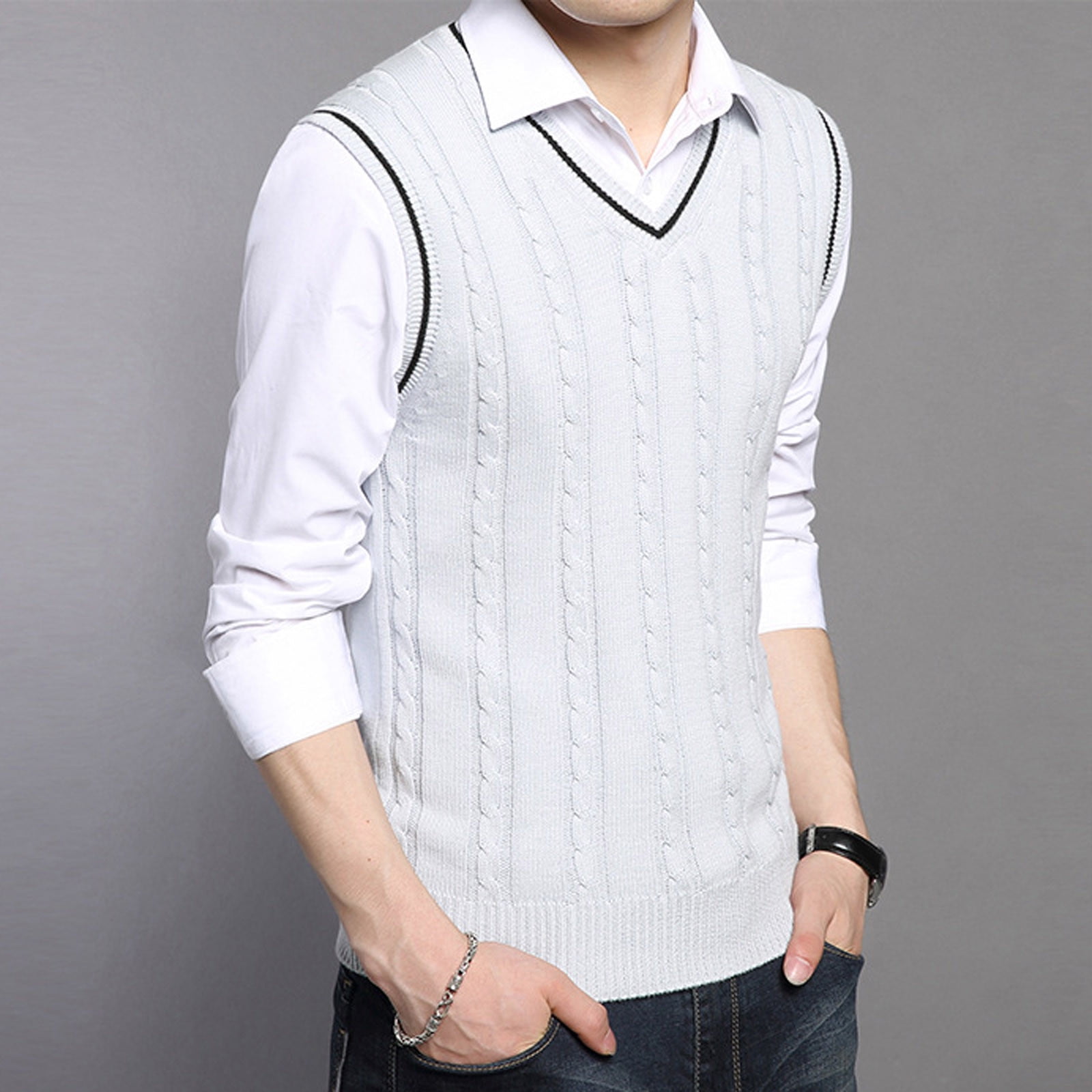 Mens white 2025 sweater vest