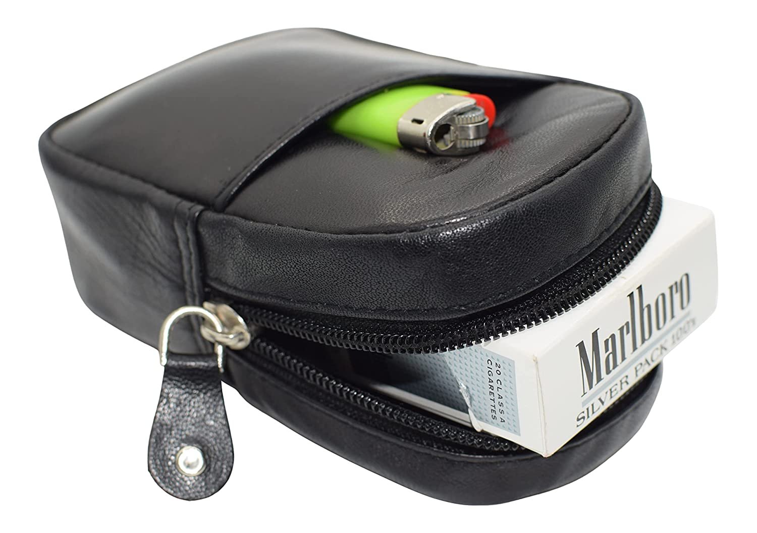 leather cigarette case for men Portable Slim (Hold 7 Regular Size) or Women it combines functionality with timeless style Genuine Leather Zipper Around Cigarette