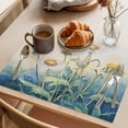 thumbnail image 3 of Yellow Blue Ombre Floral Placemats Set of 8 Watercolor Flowers Retro Place Mats Indoor Wipeable Table Mats Washable Cloth Dining Table Placemats for Kitchen Holiday Party Home Decor 13x19 Inch, 3 of 9