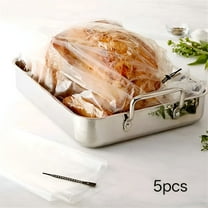 ACDANC 5 Pcs Brining Bags for Turkey,Extra Large Turkey Brine Bag Holds up 35 lb,Thickened Brining Bag,Seal Brine Bags for Turkey,Chicken,Beef,Pork,Ham,20"×25.6" (Clear)