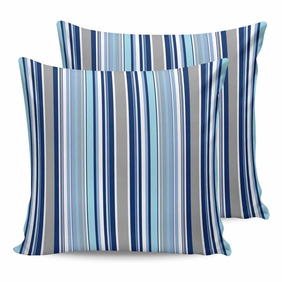 18x18 Pillow Covers Set of 2, Blue Green Striped Throw Pillow Covers Decorative Couch Cushion Case, Colorful Abstract Vertical Lines Art Microfiber Square Pillowcases for Bedroom Car Living Room