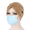 thumbnail image 3 of Windfall Women Bouffant Caps with Buttons, Soft Unisex Stretch Headband Elastic Muslim Turban Headwrap Beanie Skull Cap, 3 of 3