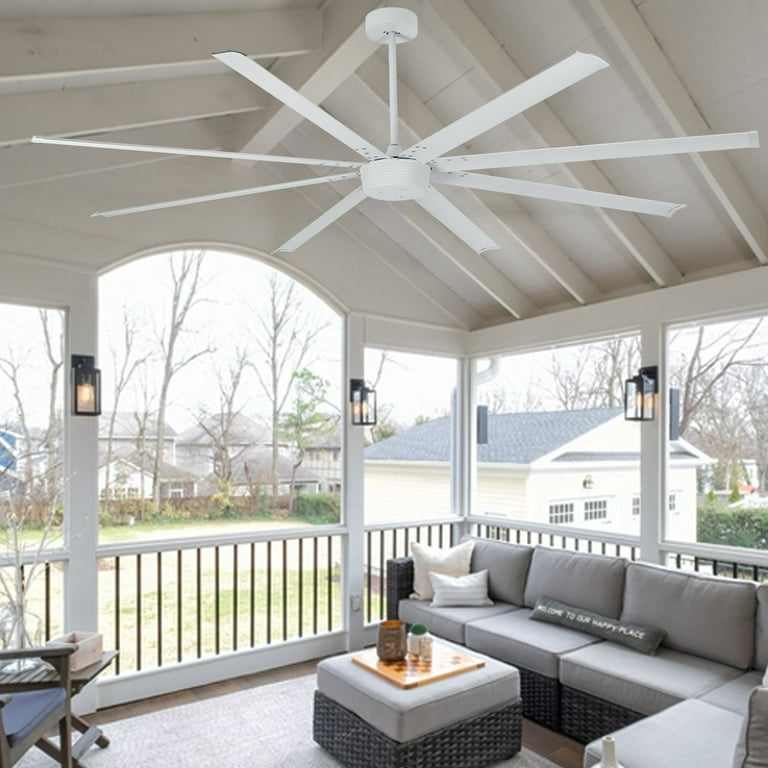 ZMISHIBO 84" Industrial Ceiling Fan No Light - 8 Aluminum Blades, Quiet DC Motor, 6 Speeds, For Large Rooms