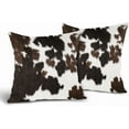 thumbnail image 2 of Western Cow Print Pillow Covers 18x18 Inch Set of 2 Brown Black White Cowhide Throw Pillow Covers Animal Skin Farmhouse Pillow Case for Home Couch Bed Sofa Decor, 2 of 6