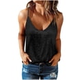 thumbnail image 1 of SROBPTY Chemises d'Été pour Femmes, Mode Femme Sans Manches Uni à Col Rond Blouse à Paillettes Haut Noir, G, 1 of 5