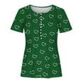 thumbnail image 4 of ALLLIST Spring Tops Short Sleeve Green V-Neck Graphic T-Shirts Button Pleated Casual Blouses for Women, 4 of 4