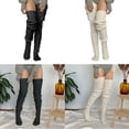 thumbnail image 2 of ZPAQI Women's Long Stockings with Hollowed Mesh Designs Winter Thigh High Leg Warmers, 2 of 21