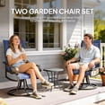 thumbnail image 3 of Set of 2 Patio Swivel Rocking Chairs, Navy Blue Breathable Mesh Outdoor Dining Chairs with Powder Coated Steel Frame, Ergonomic Armrests for Backyard, Garden, Deck and Balcony, 3 of 7