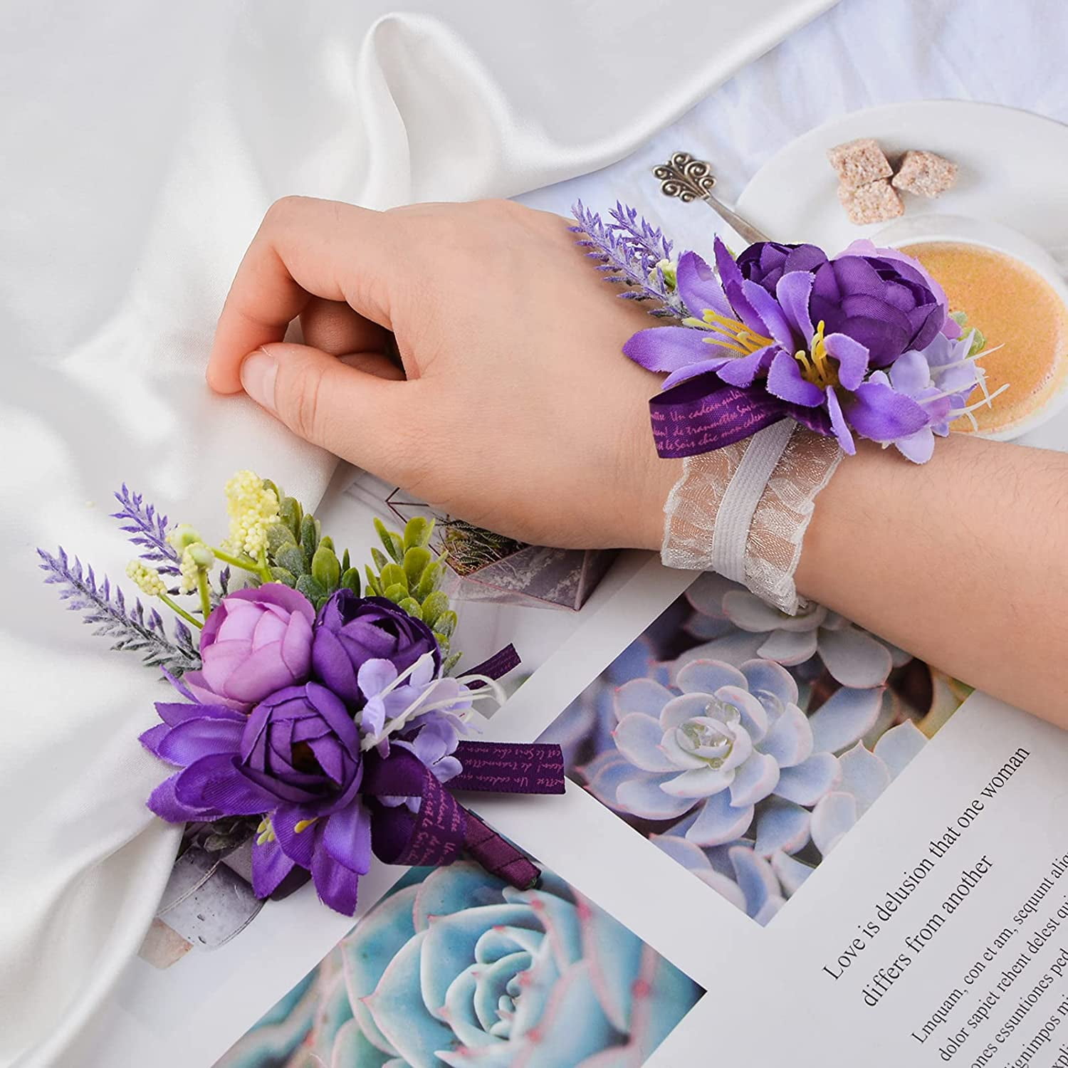Corsage And Boutonniere Set Prom Ansofi Lavender Purple Corsage And  Boutonniere Set, Prom Artificial Flower Wrist Corsage Bracelets, Homecoming  Wristlet, Wedding Flowers Accessories Prom Suit Decorations Boutonniere For  Men, image size:1500x1500