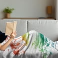 thumbnail image 3 of Island Soft Flannel Fleece Throw Blanket, Grunge Style Inky Colorful Summer Scenery Palms Hawaiian Hibiscus Flowers, Cozy Plush for Indoor and Outdoor Use, 70" x 90", Multicolor, by Ambesonne, 3 of 5