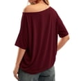 thumbnail image 3 of MOYIKO Womens Off The Shoulder Tops Oversized T-Shirts Short Sleeve Tees Summer Casual Fashion Clothes, 3 of 6