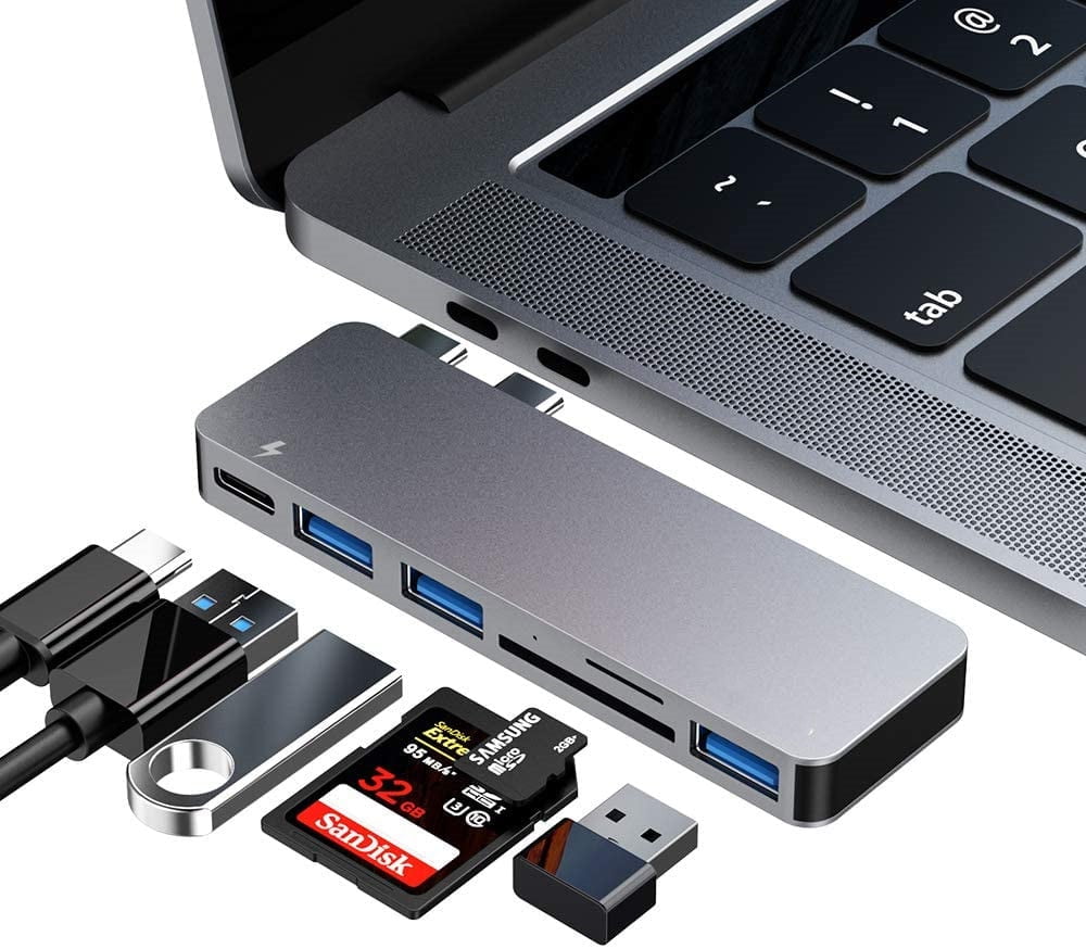 USB C Hub Adapter for MacBook Pro 2020/2019/2018/2017, MacBook Air 2018-2020 and with 4K HDMI,3 USB 3.0 Ports - Walmart.com