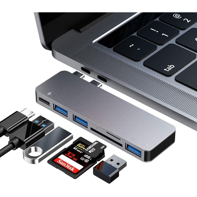 Adaptador Hub USB C para MacBook Pro/Air 2020 2019 2018, 6 en 1 Accesorios USB-C Compatible con MacBook Pro 13″ y 15″ Adepaton CZDZ-ST158