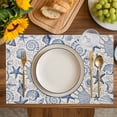 thumbnail image 4 of Navy Blue Coastal Placemats Set of 8, Nautical Ocean Shell Starfish Sea Rustic Placemats for Dining Table, Place Mats for Kitchen Tabletop, Waterproof Wipeable Dining Table Mats Set, 4 of 9