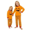 thumbnail image 1 of Family Halloween Matching Pajama Set, Soft-Touch Snuggle Comfort Frosty Storytime Essential 2-Piece Pullover Top Pants for Men Women Kids Baby, Round Collar Elastic Waist - Child, Orange 4Y, 1 of 4