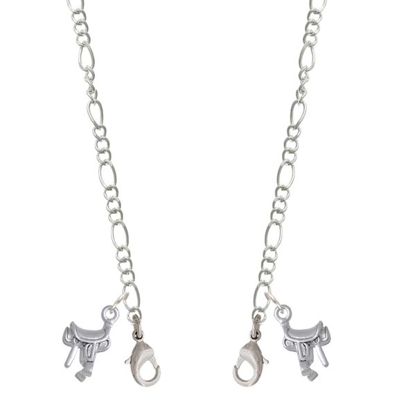 Silvertone English Saddle Silvertone Face Mask Necklace
