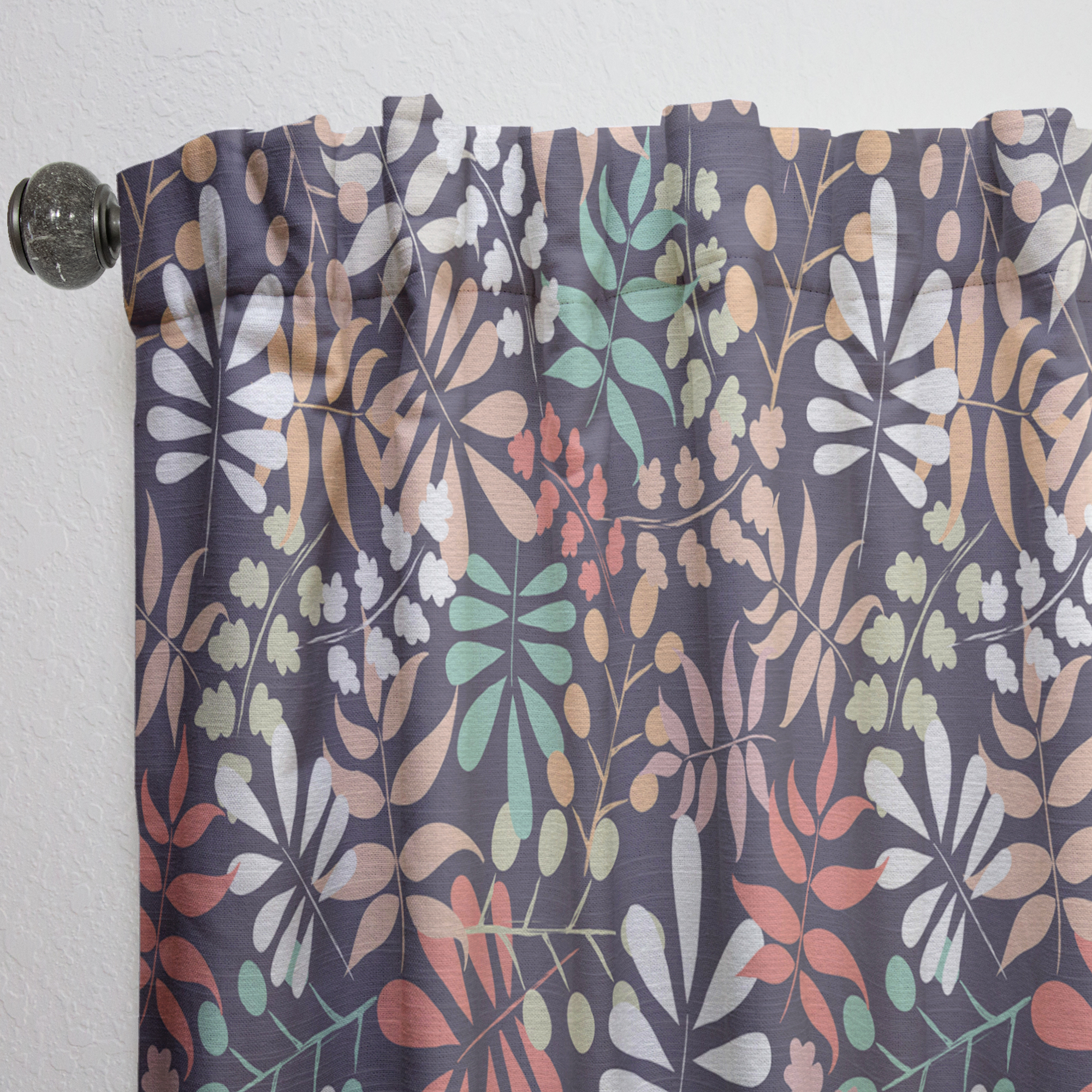 Designart 'Botanical Retro Pattern II' Mid-Century Modern Curtain Panel