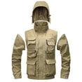 thumbnail image 2 of XYBOMB Cargo Jacket, Men's Mid-length Casual Jacket Detachable Jacket Coat Fall Winter Trend Coat, Field Jacket Men Motorcycle Jacket Men Jackets for Men Khaki 2XL, 2 of 3