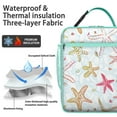 thumbnail image 4 of Leakproof Insulated Lunch Bag with Mesh Side Pocket, Hands-Free Buckle Handle, Featuring Starfish, Beach, Seashells, Coral & Tropical Marine Creatures for Outdoor & Work, 4 of 6