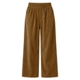 thumbnail image 4 of Zynoxe Womens Corduroy Pants Fall Warm Comfortable Elastic Waist Wide Leg Pants Casual Straight Relaxed Plus Size Sweatpants with Pockets Brown XL, 4 of 7