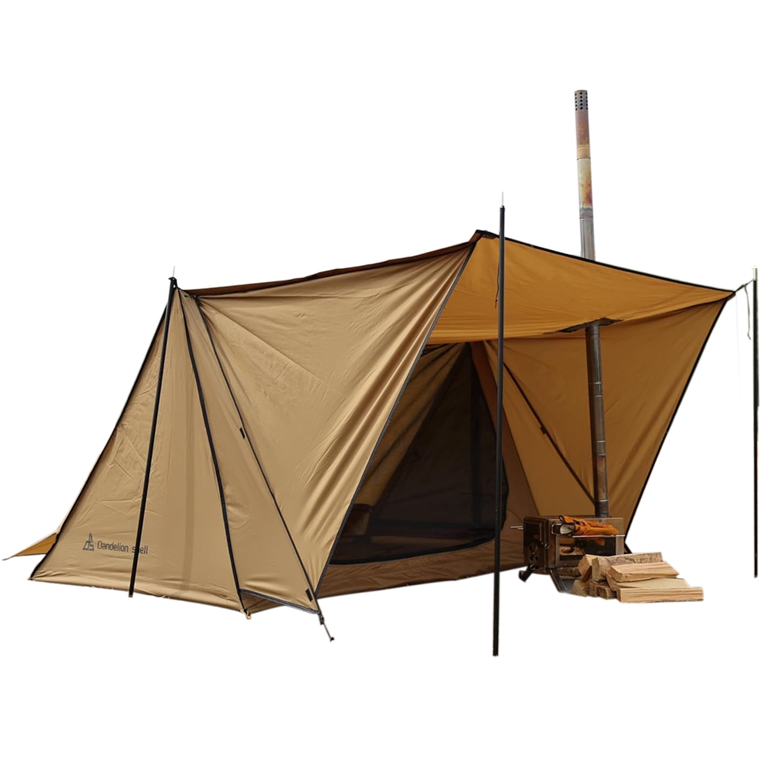Top Lander, Fireproof Hot Tent, 2 Person, Brown, Waterproof Dome